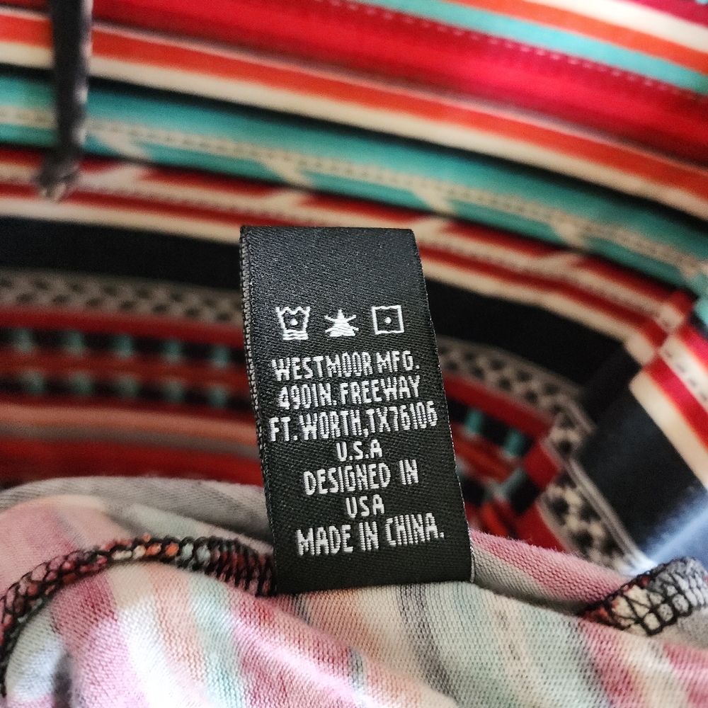 Rock & Roll Denim Aztec Red Blue Striped Loghtweight Hooded Pullover Size XL - Picture 8 of 10
